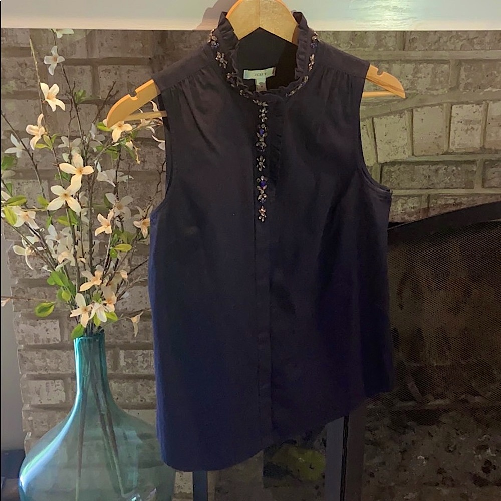 J.Crew Jeweled Neckline Blouse